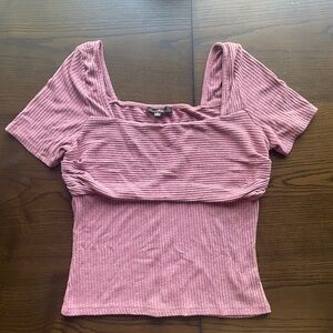 Lulus Quintessential Muse Mauve Ribbed Short Sleeve Top
